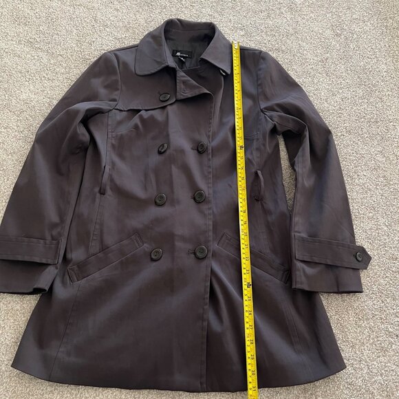 AB Studio Chic Minimalist Double Breasted Dark Gray Belted Overcoat Size 6 NWOT - Picture 9 of 11